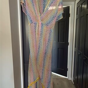 Multicolor Sheer Women Swim Coverup